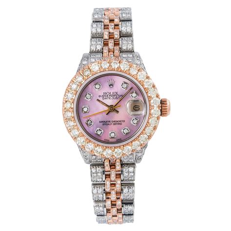 pink rolex watch with diamonds|More.